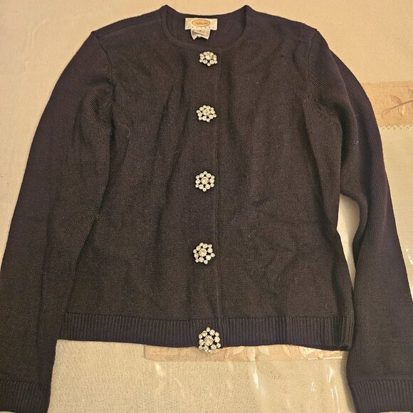 Talbots Petite Black Merino Wool Cardigan - Picture 1 of 12